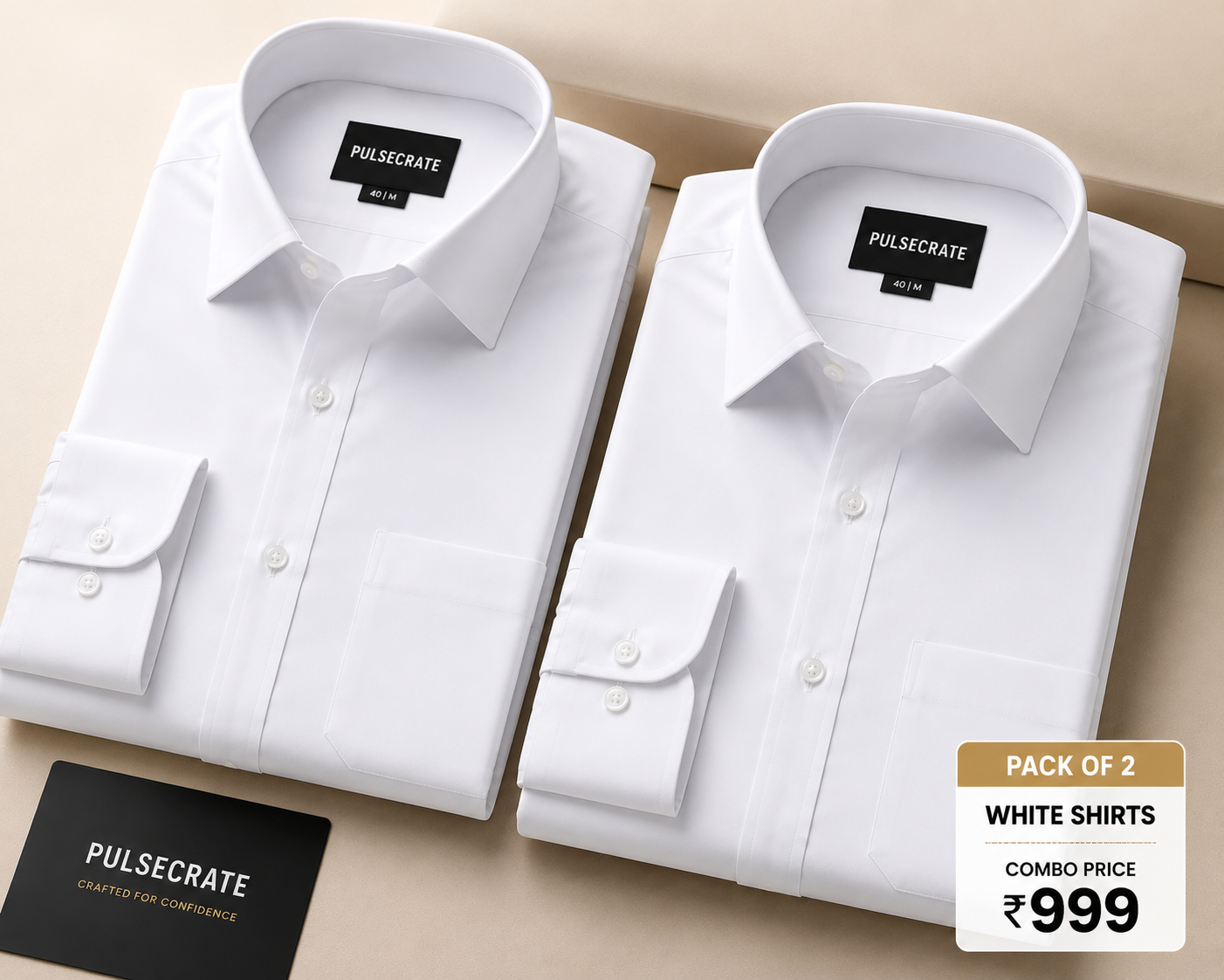 Premium White Cotton Shirt Pack of 2