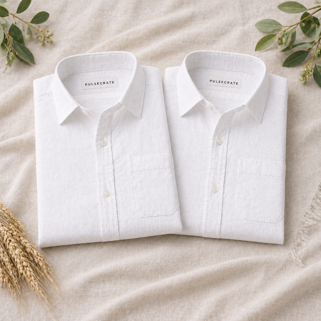White Luxurious Cotton Shirt- Pack Of 2