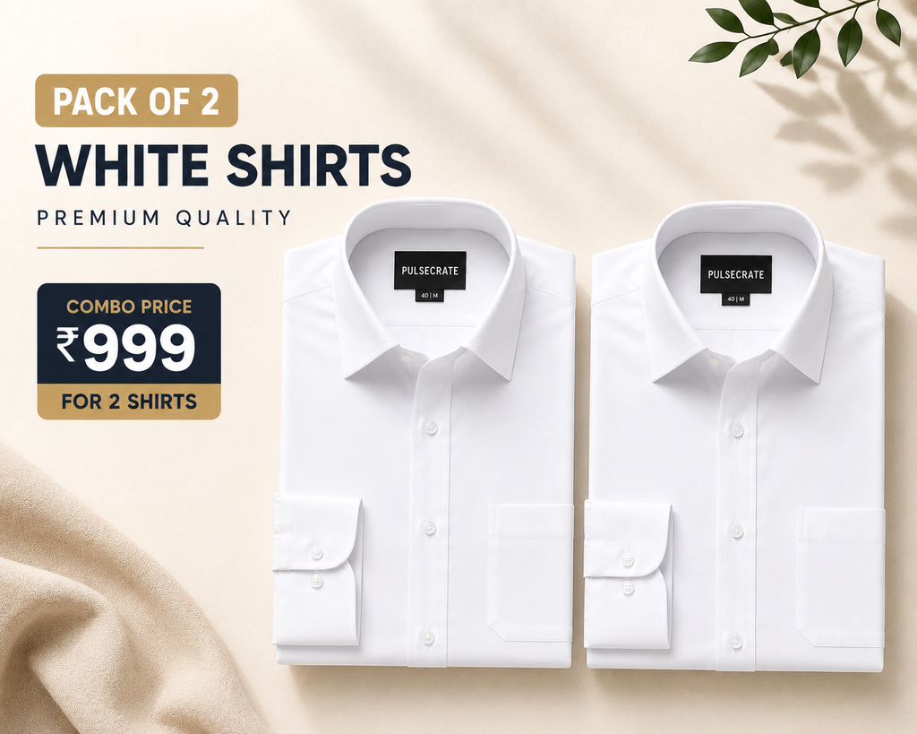 Premium White Cotton Shirt Pack of 2