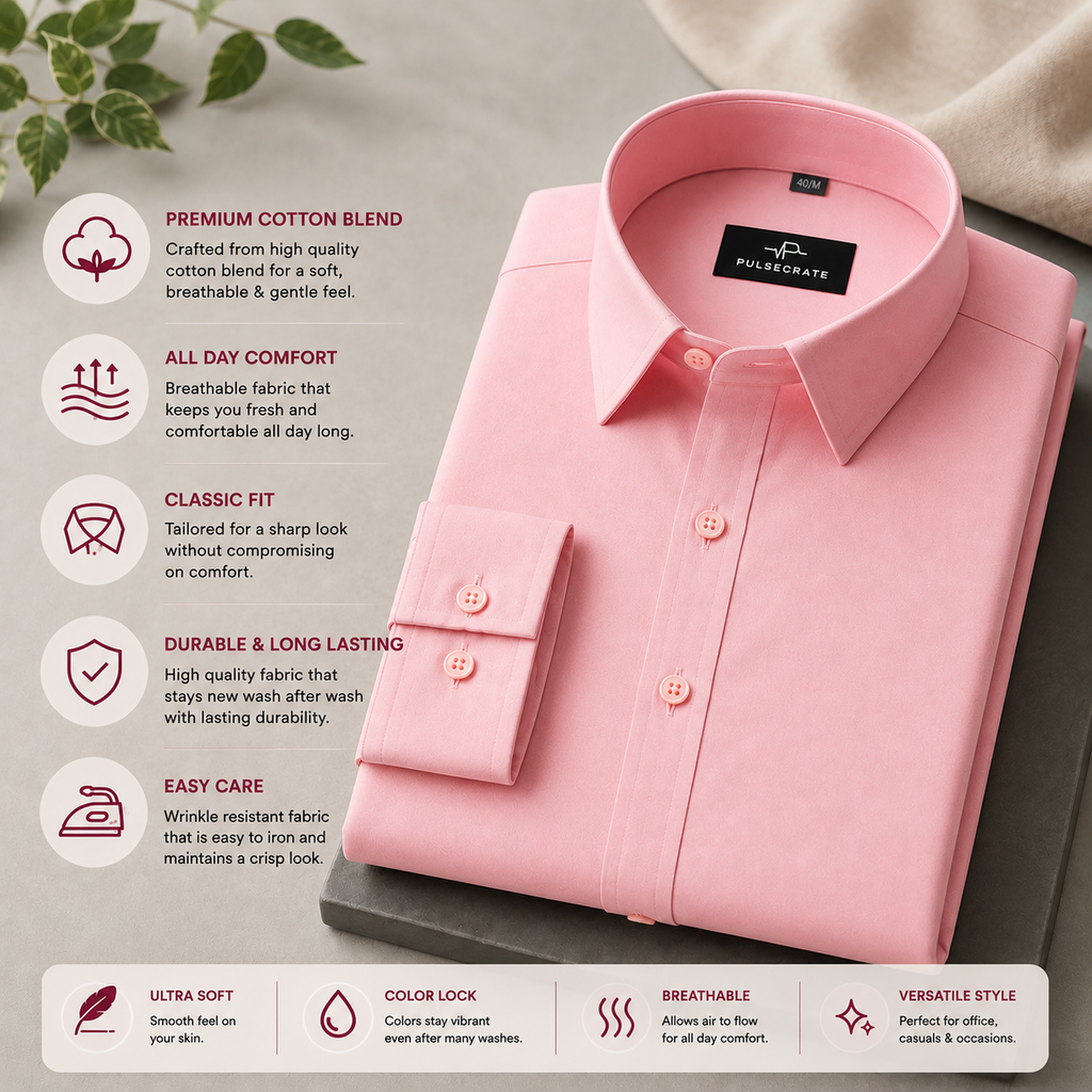 Premium Cotton Blend Luxurious Peach Solid Shirt