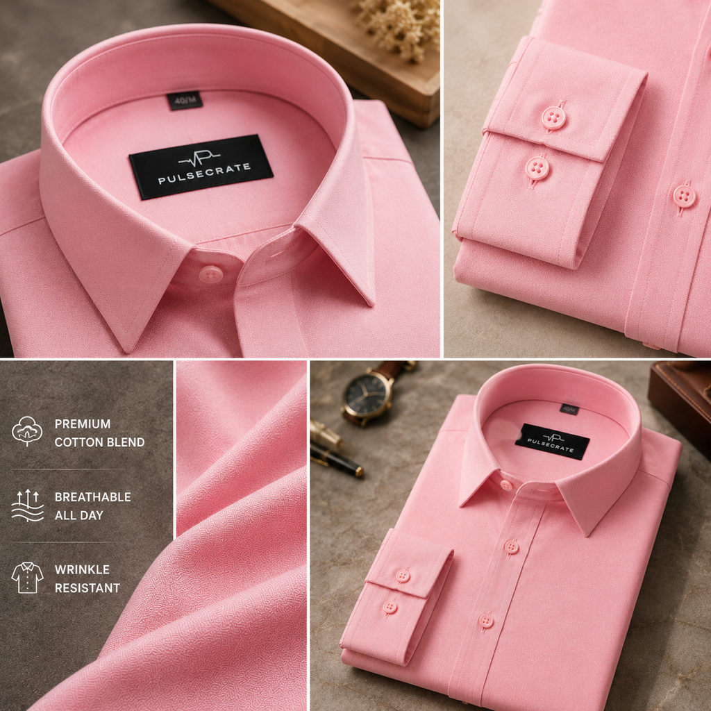 Premium Cotton Blend Luxurious Peach Solid Shirt