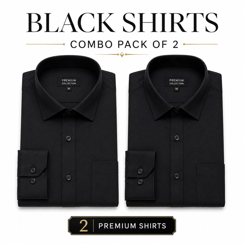 Black Luxurious Cotton Shirt- Pack Of 2