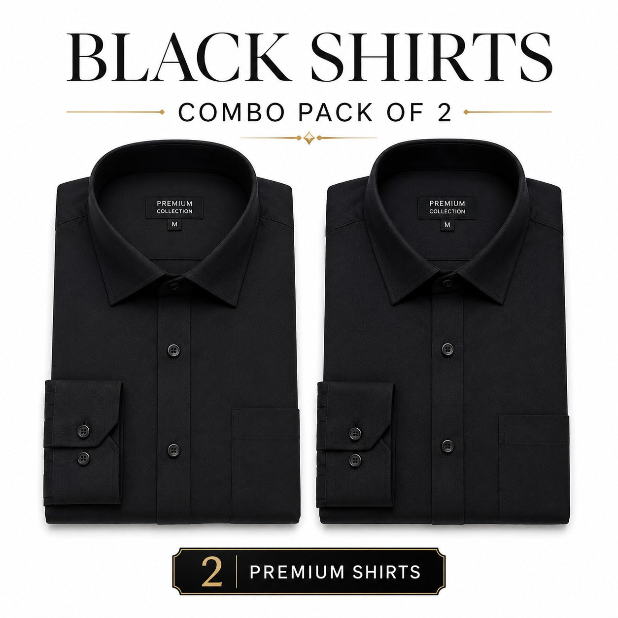 Black Luxurious Cotton Shirt- Pack Of 2