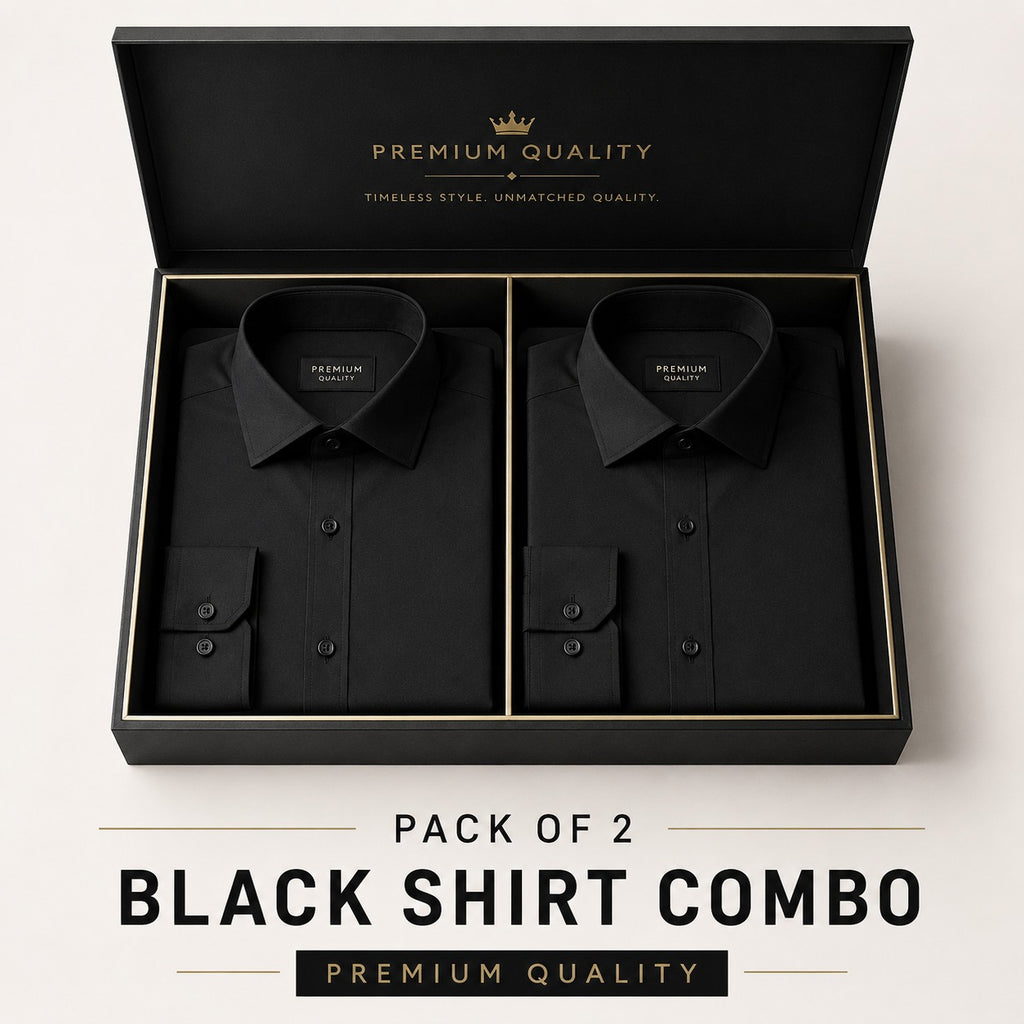 Black Luxurious Cotton Shirt- Pack Of 2