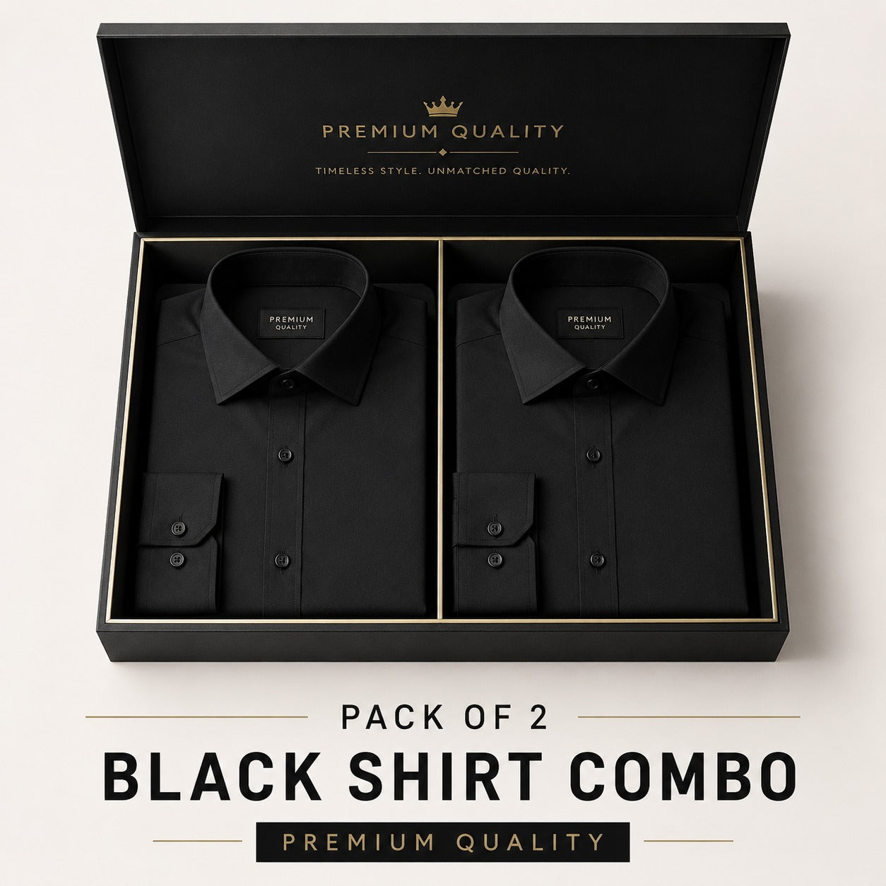 Black Luxurious Cotton Shirt- Pack Of 2