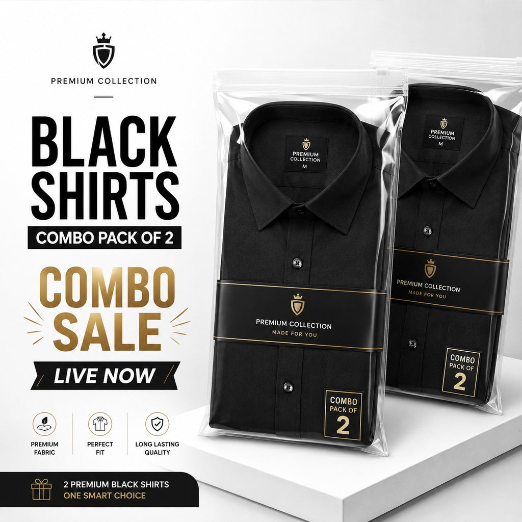 Black Luxurious Cotton Shirt- Pack Of 2